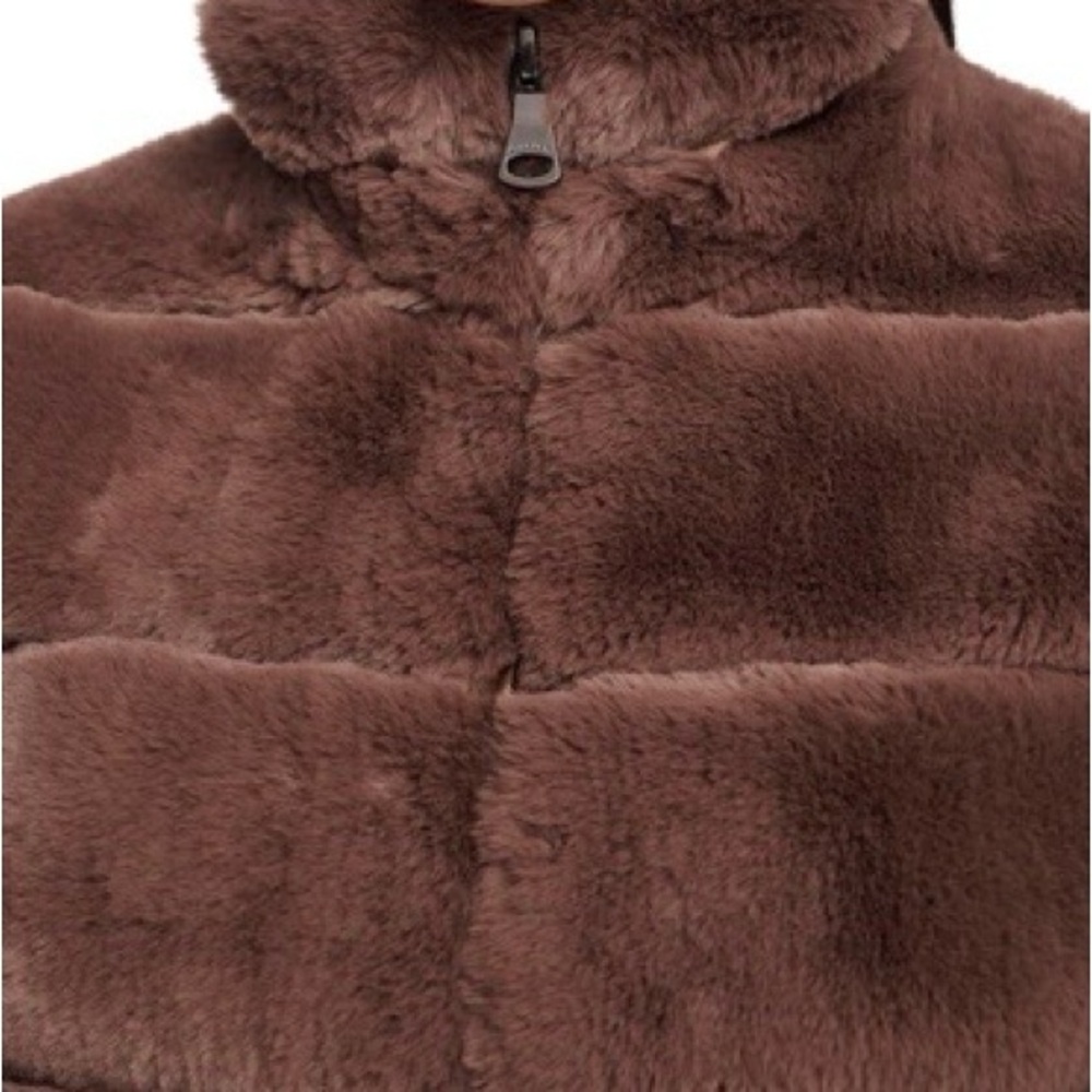 Women's NWT Calvin Klein BrownFaux Fur Puffer Jacket - Size Small - Picture 4 of 7